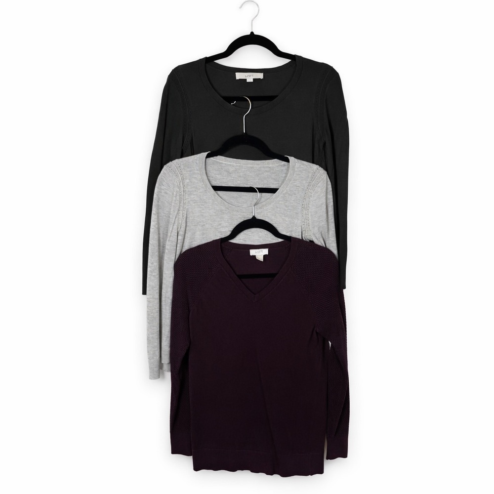 LOFT Sweater Trio Burgundy, Brown & Tan